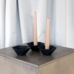 Juodos geometrinės žvakidės - 9,5 cm, 4 cm (H), 20 vnt