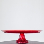 Raudono stiklo tortinė: ø 33cm H 10cm